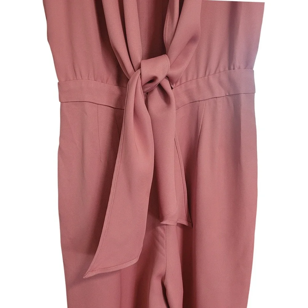 Massimo‎ Dutti Pink Jumpsuit 6 NWT Viscose Twill Wide Leg Sculptural Tie Back